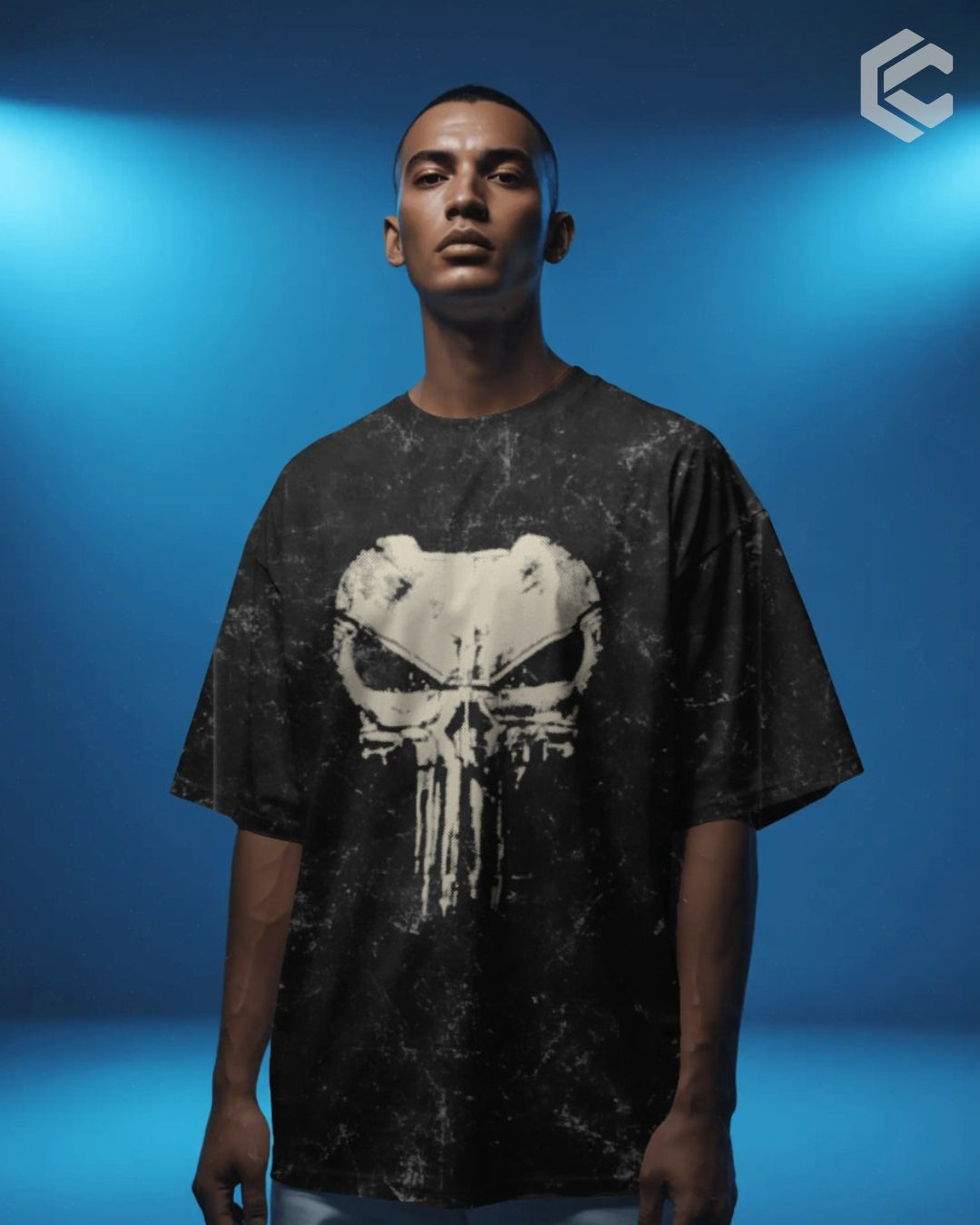 Punisher Skull Unisex Premium Acid Washed Oversized Tee