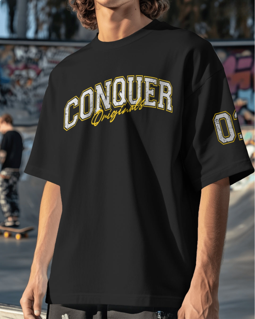 Conquer 01 Varsity style Unisex Premium Oversized T-Shirt
