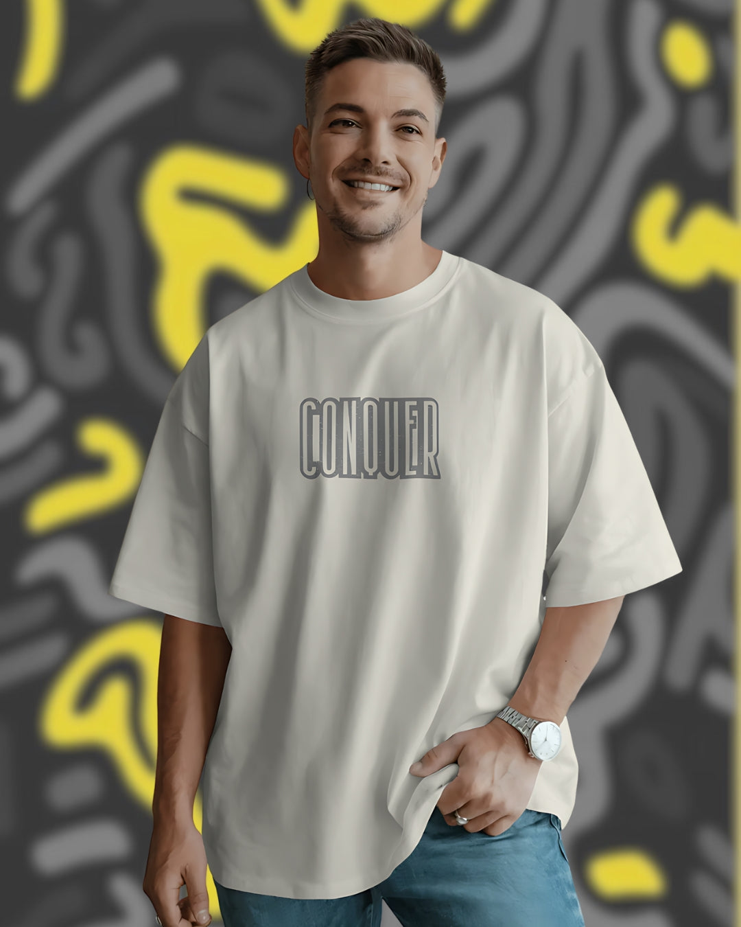 Conquer Dual-print Unisex Premium Oversized T-Shirt
