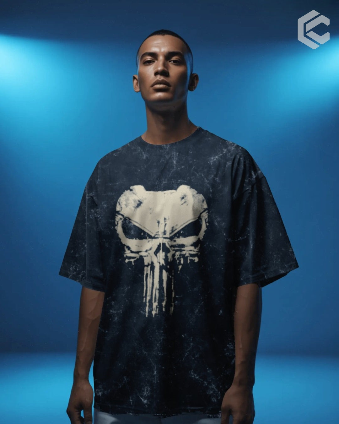 Punisher Skull Unisex Premium Acid Washed Oversized Tee