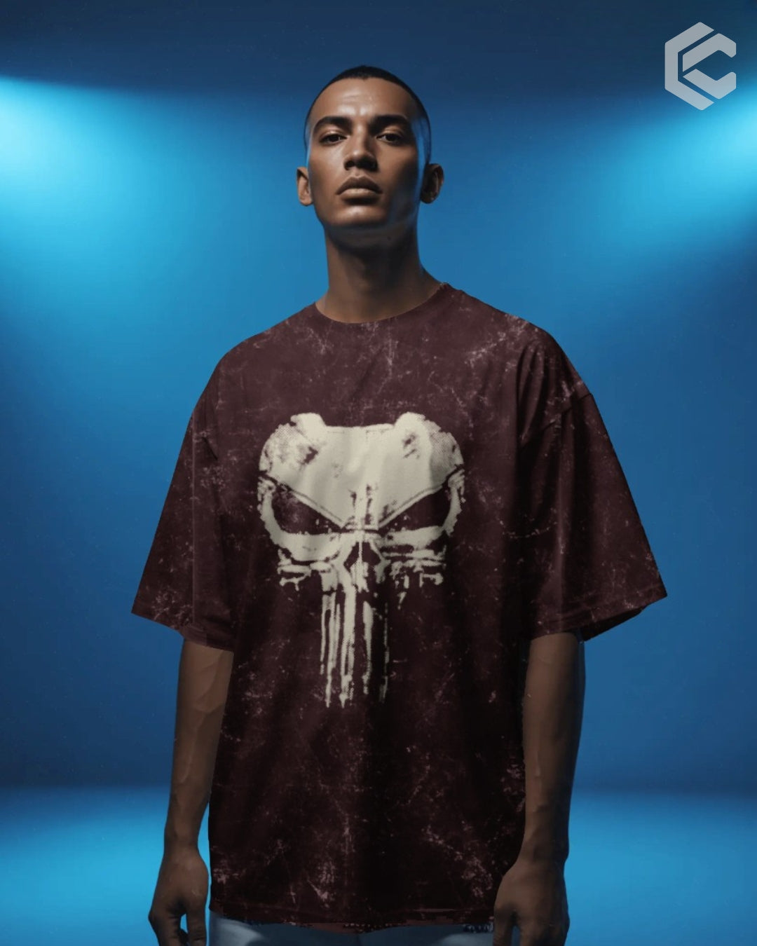 Punisher Skull Unisex Premium Acid Washed Oversized Tee