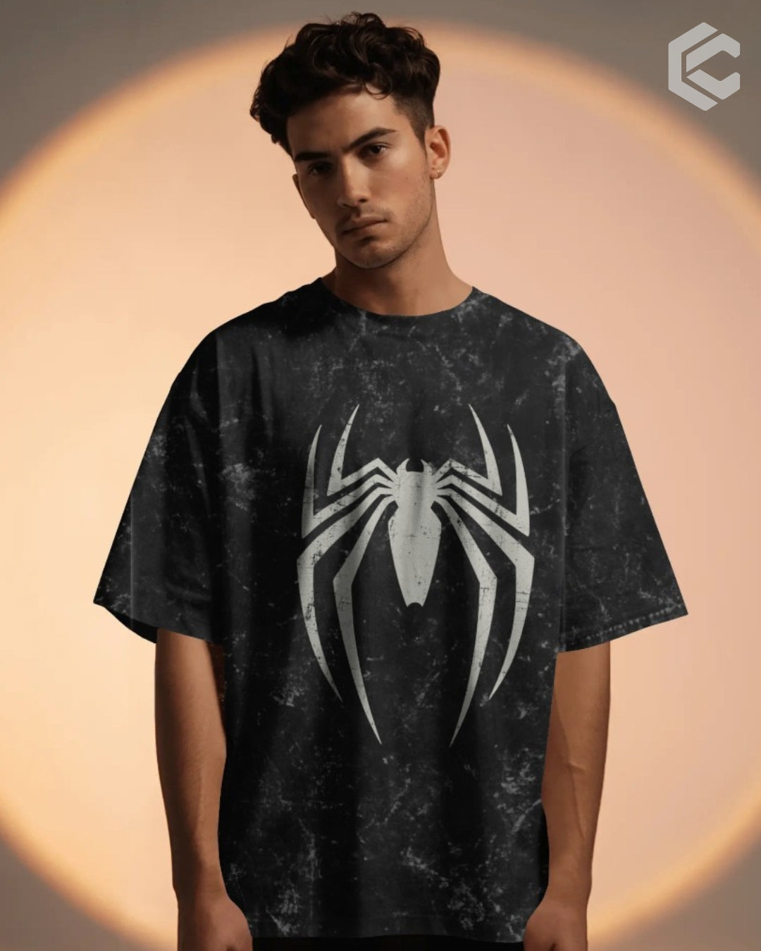 Spidey Basic Logo Unisex Premium Acid Washed Oversized Tee