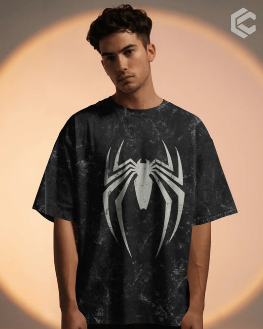 Spidey Basic Logo Unisex Premium Acid Washed Oversized Tee