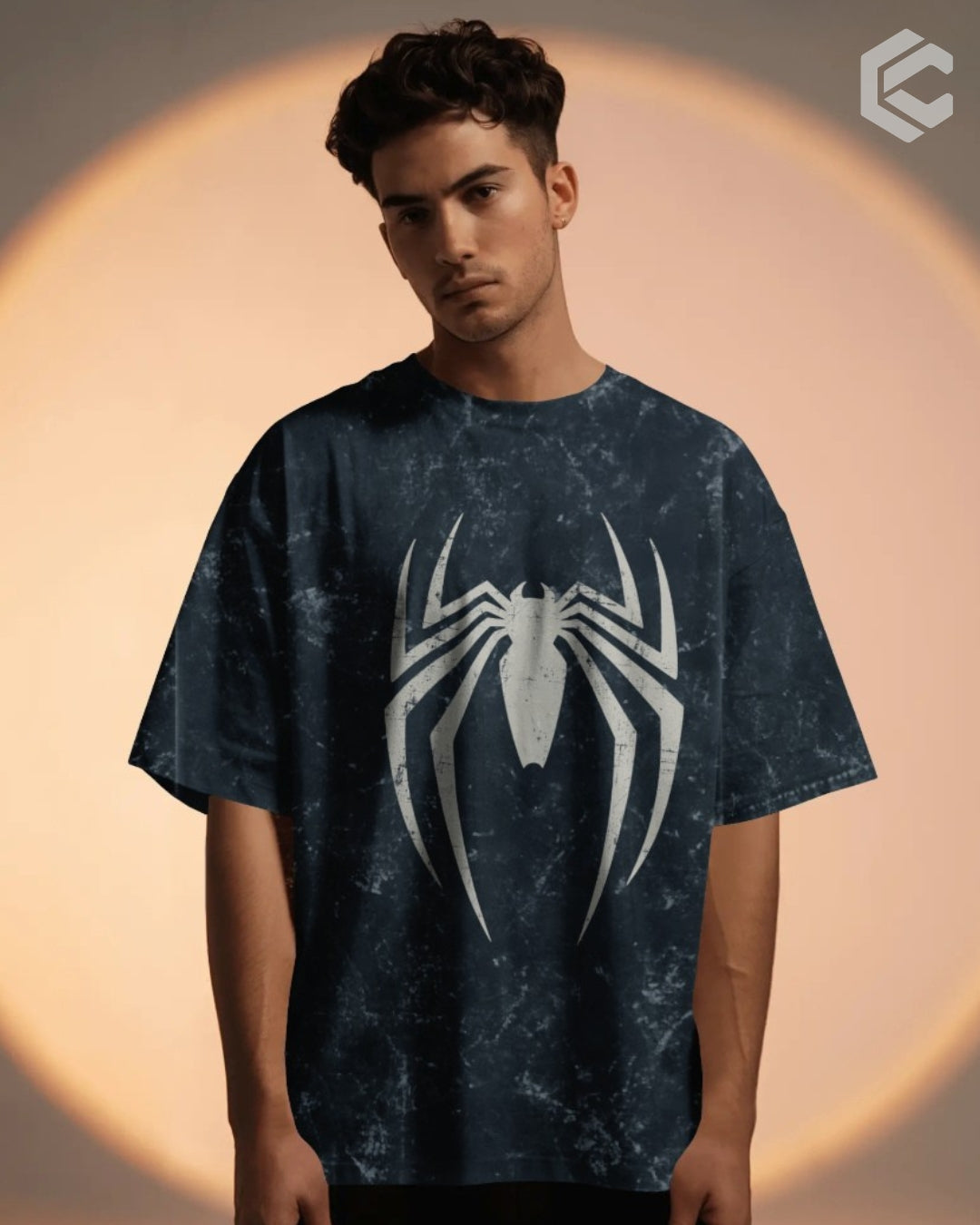 Spidey Basic Logo Unisex Premium Acid Washed Oversized Tee