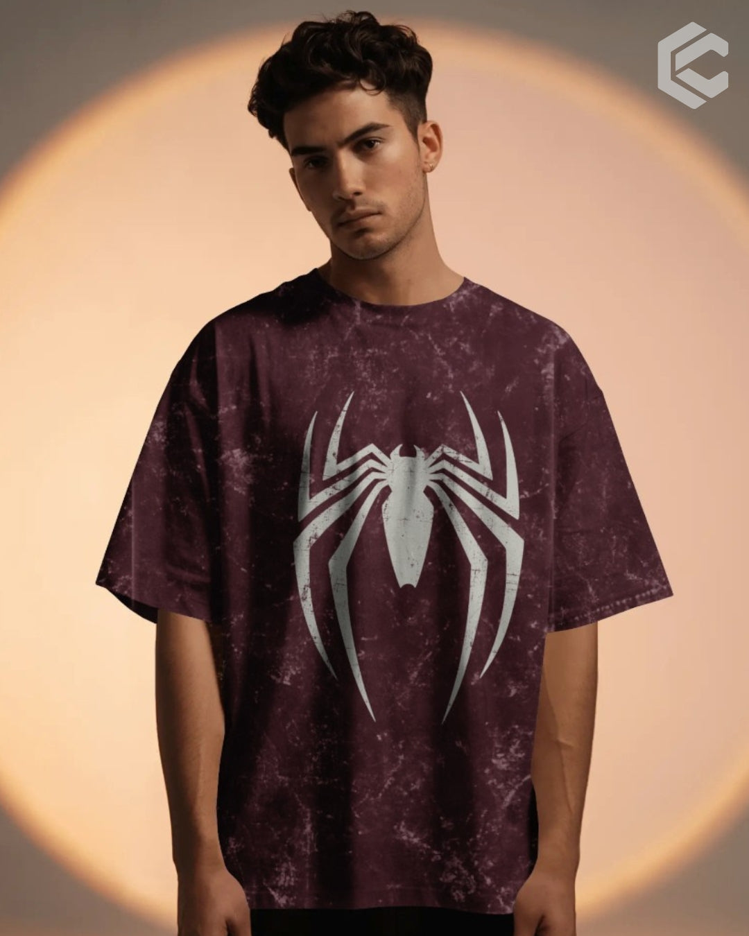 Spidey Basic Logo Unisex Premium Acid Washed Oversized Tee