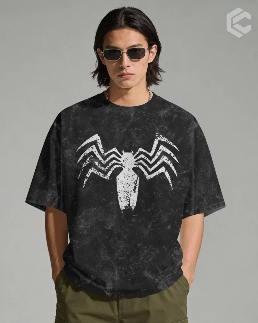 Symbiote Logo Unisex Premium Acid Washed Oversized Tee