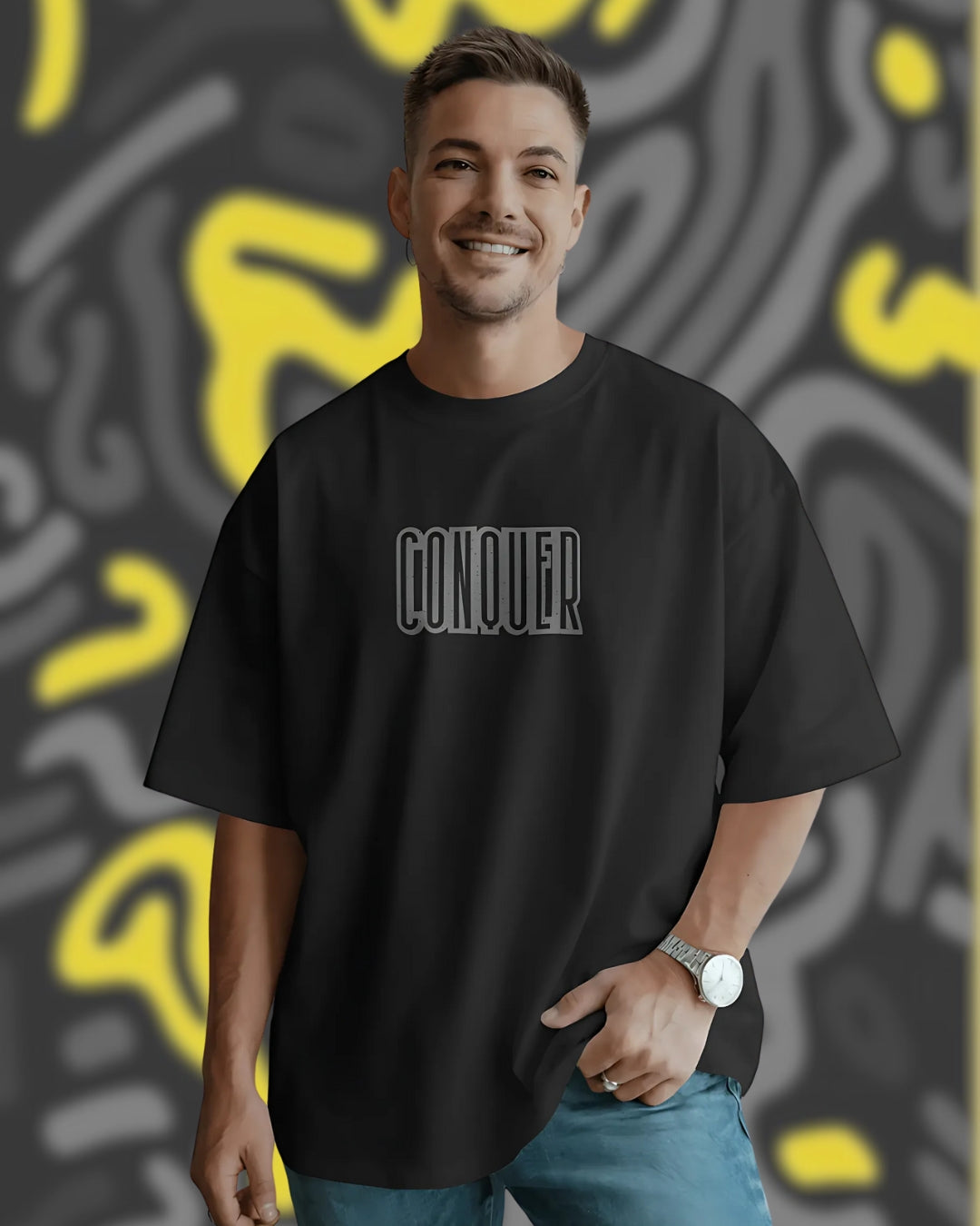 Conquer Dual-print Unisex Premium Oversized T-Shirt