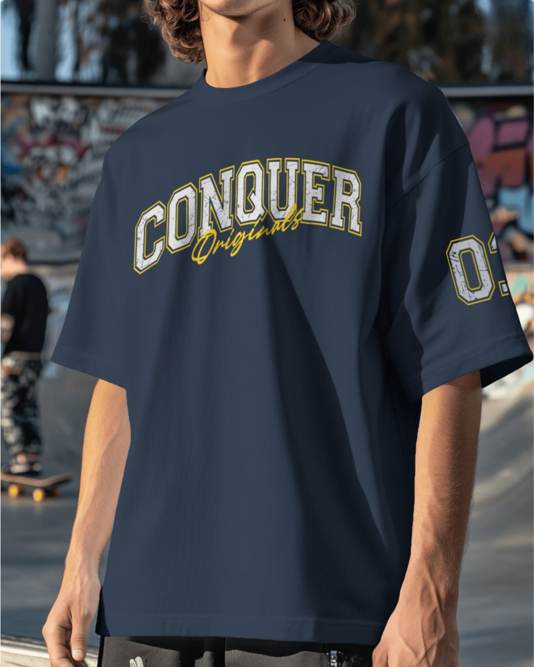 Conquer 01 Varsity style Unisex Premium Oversized T-Shirt