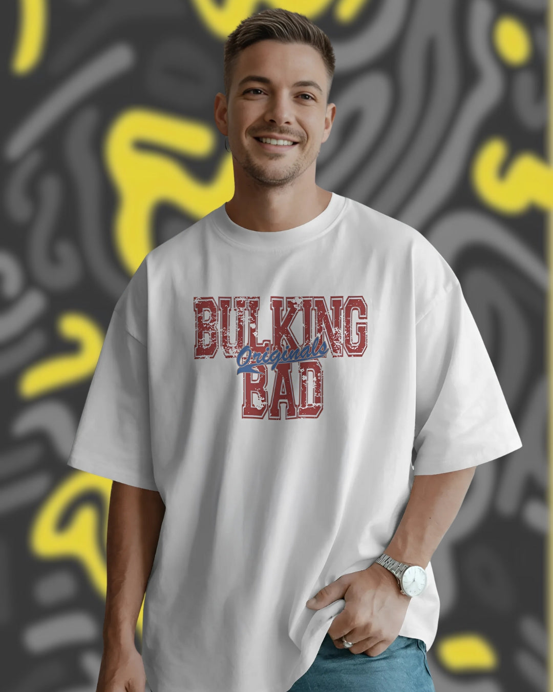 Bulking Bad Varsity Style Unisex Premium Oversized T-Shirt