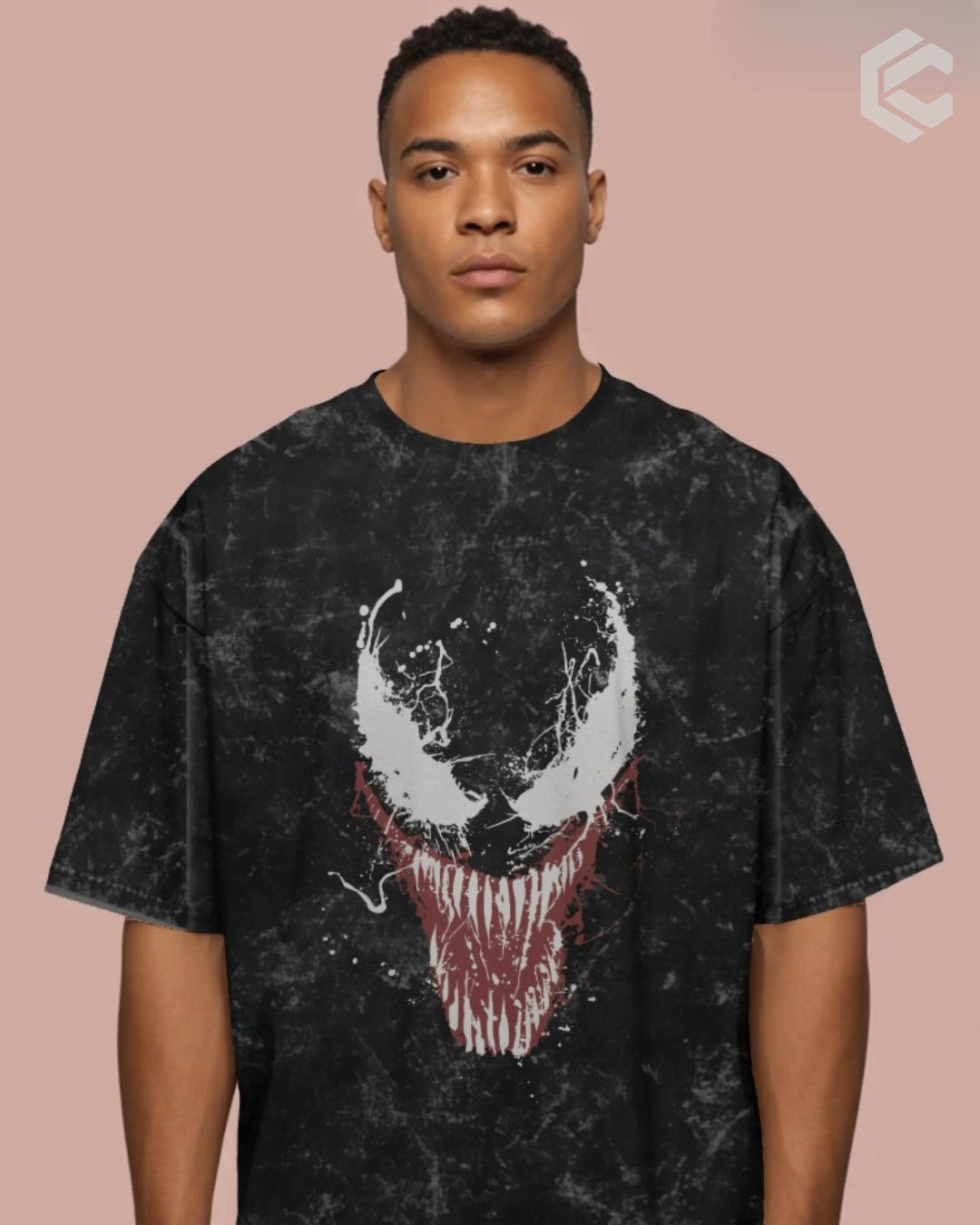 Venom Face Unisex Premium Acid Washed Oversized Tee