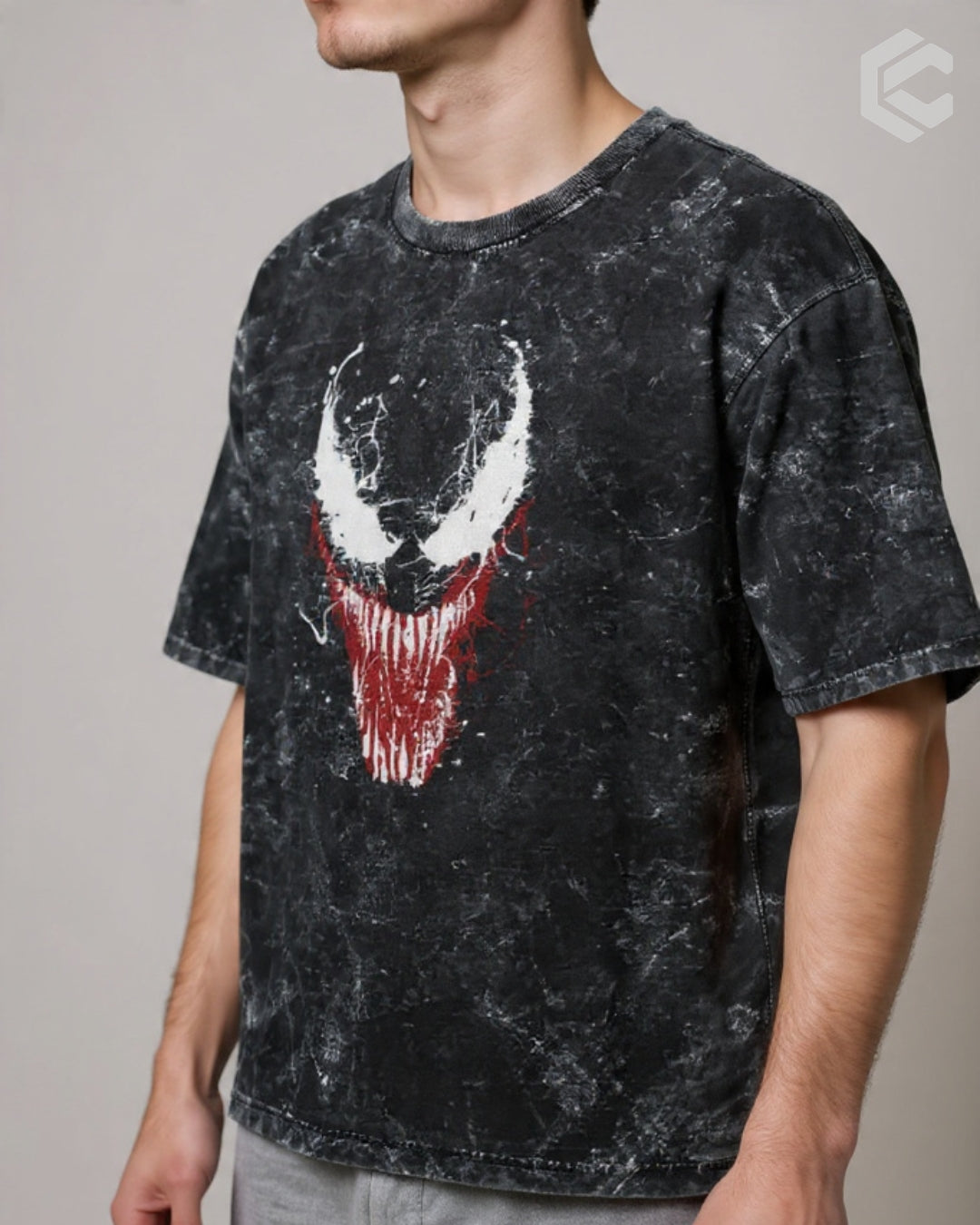 Venom Face Unisex Premium Acid Washed Oversized Tee