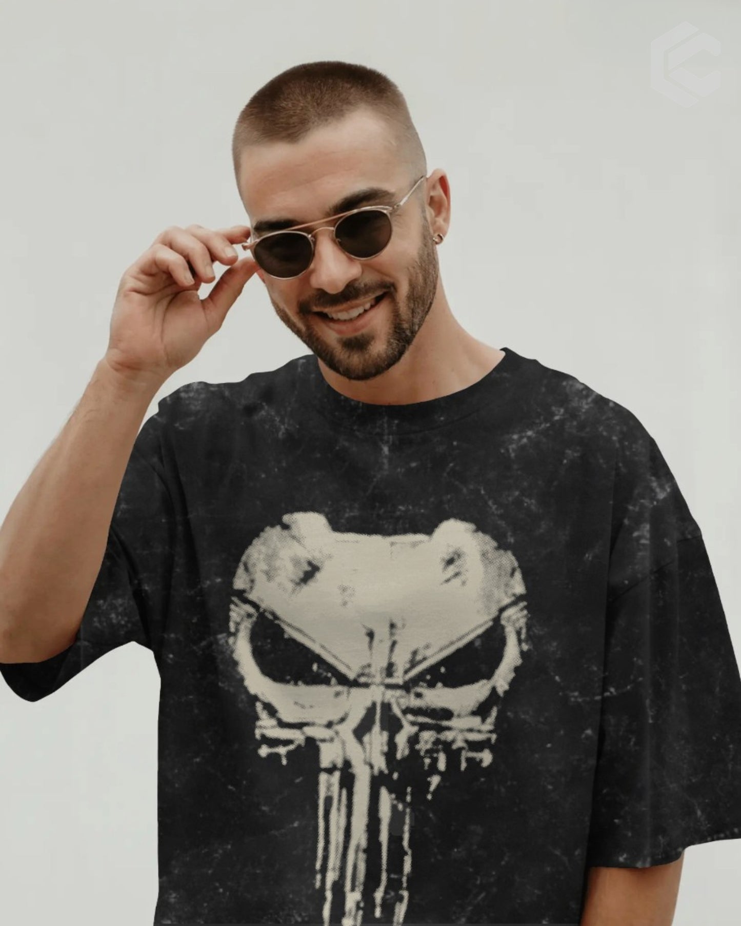Punisher Skull Unisex Premium Acid Washed Oversized Tee