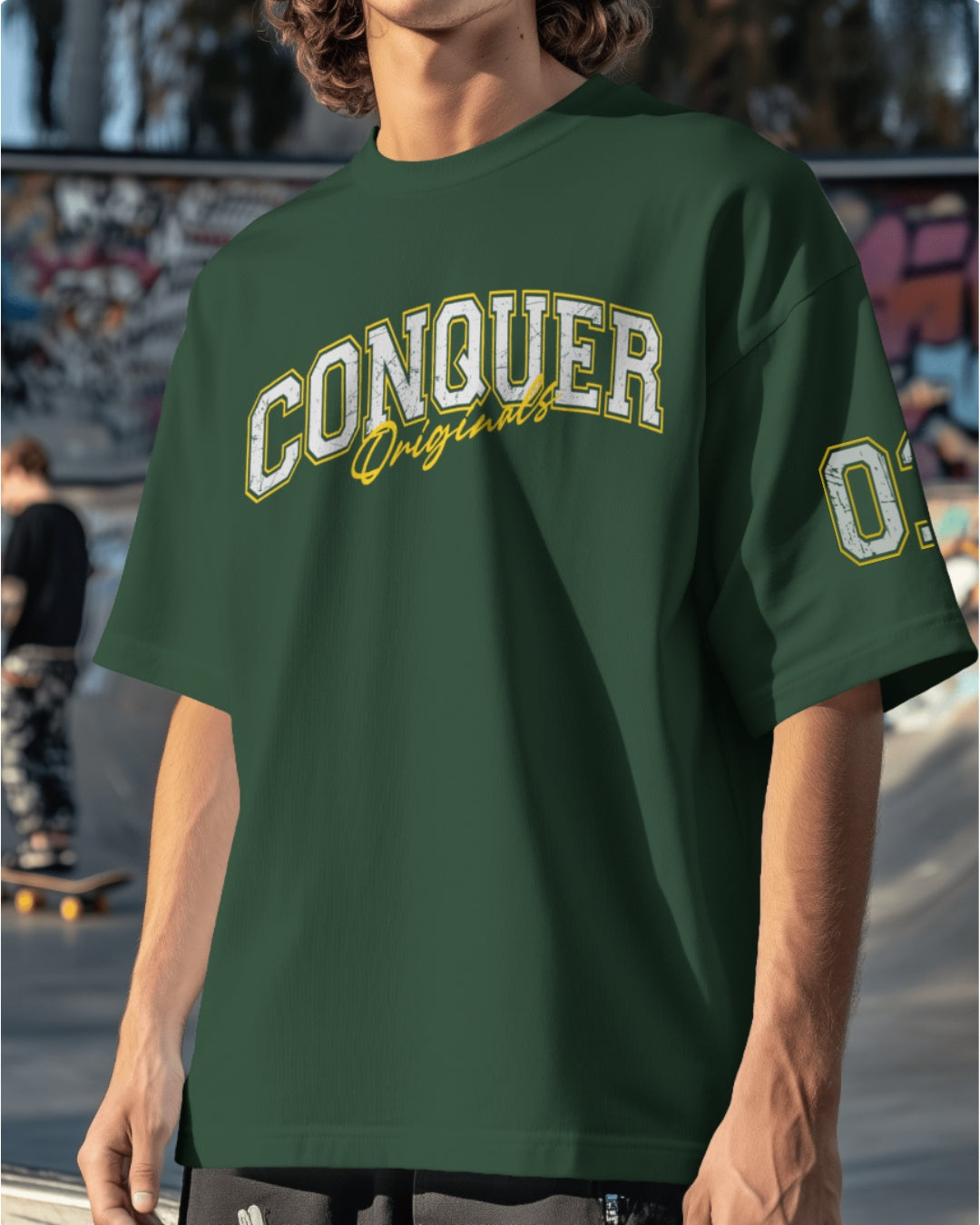 Conquer 01 Varsity style Unisex Premium Oversized T-Shirt