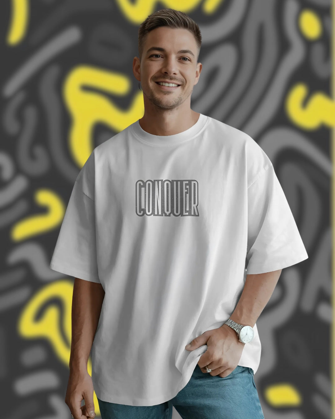 Conquer Dual-print Unisex Premium Oversized T-Shirt