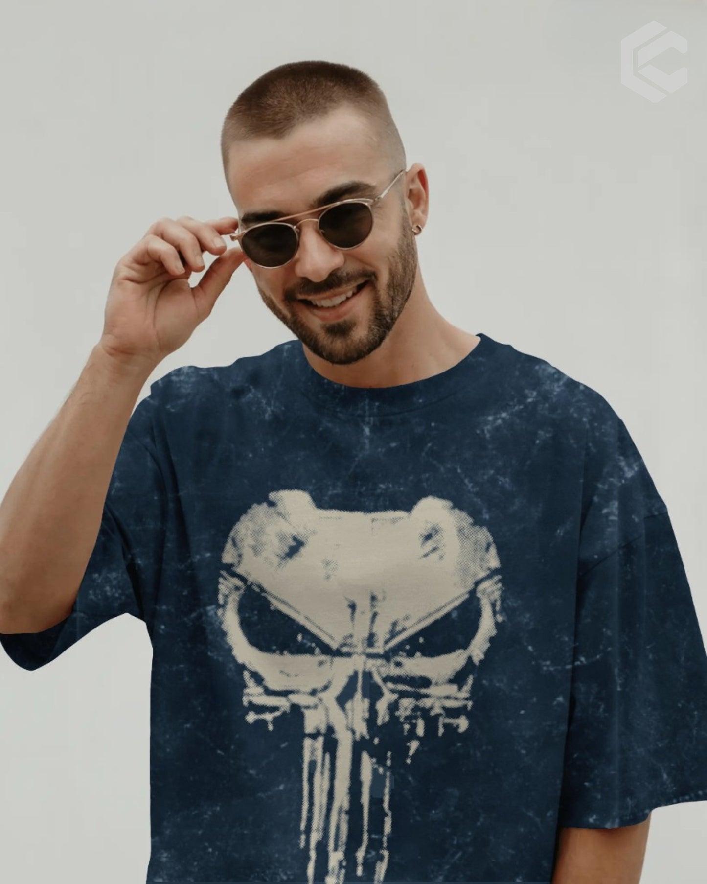 Punisher Skull Unisex Premium Acid Washed Oversized Tee