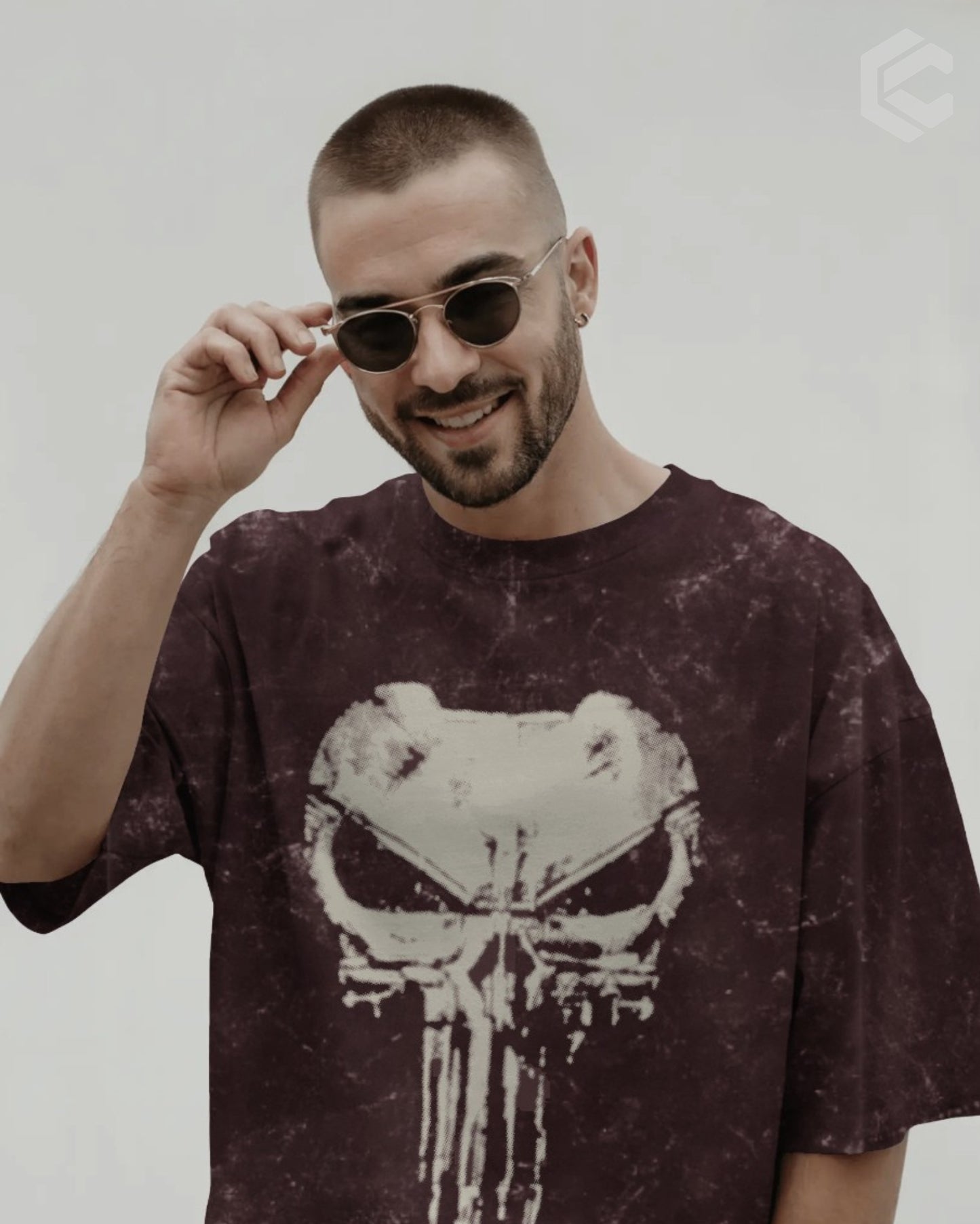 Punisher Skull Unisex Premium Acid Washed Oversized Tee