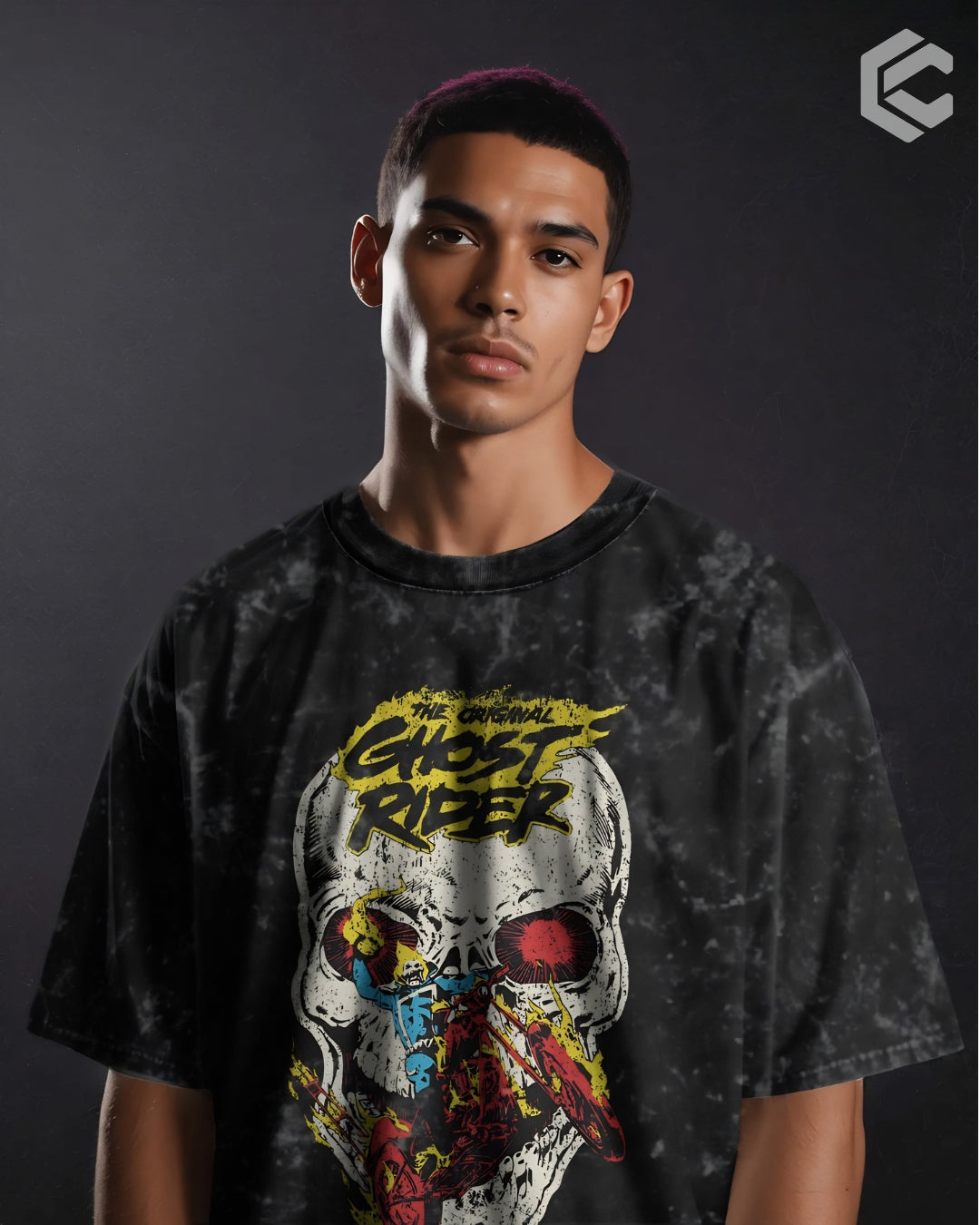 Ghost Rider Unisex Premium Acid Washed Oversized Tee