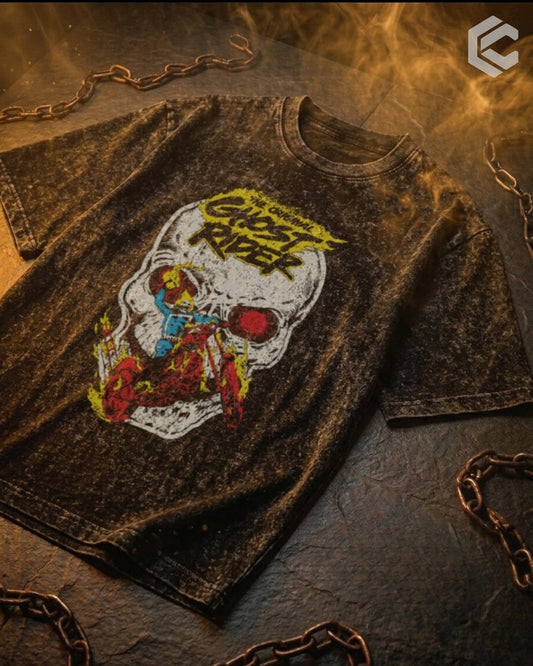 Ghost Rider Unisex Premium Acid Washed Oversized Tee