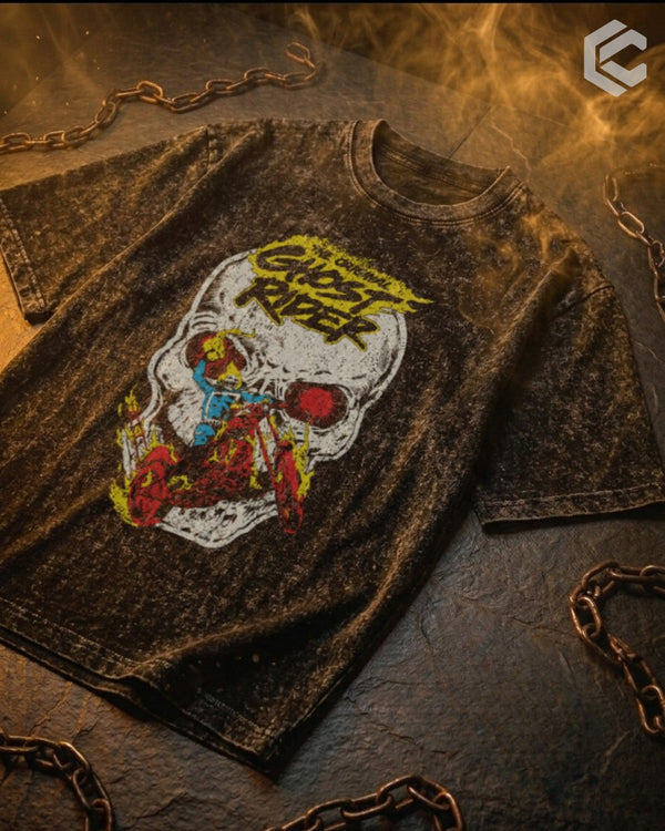 Ghost Rider Unisex Premium Acid Washed Oversized Tee