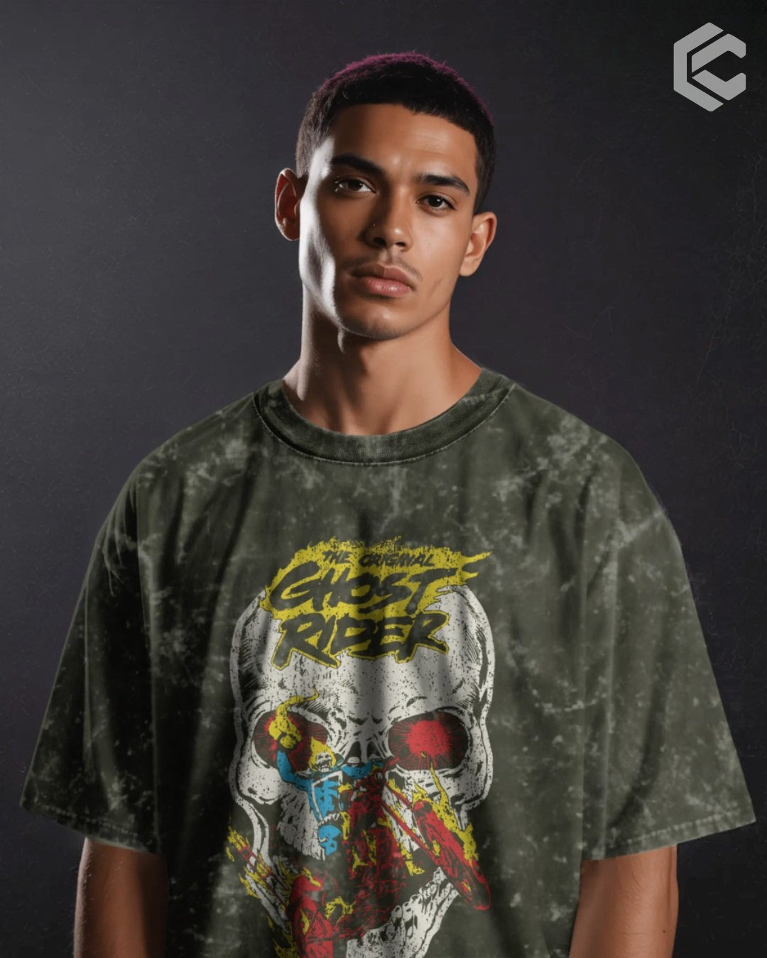 Ghost Rider Unisex Premium Acid Washed Oversized Tee