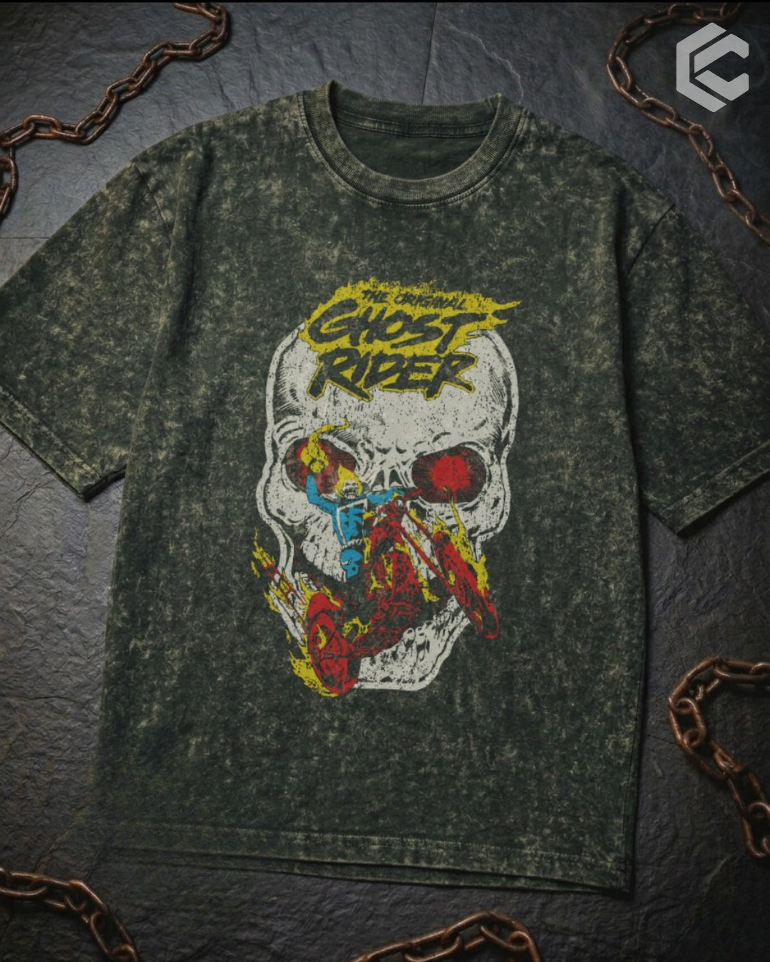 Ghost Rider Unisex Premium Acid Washed Oversized Tee
