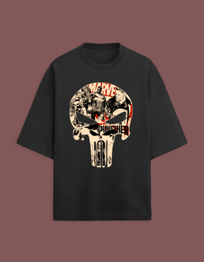 Punisher Comic-art Logo Unisex Terry-Cotton Oversized T-shirt