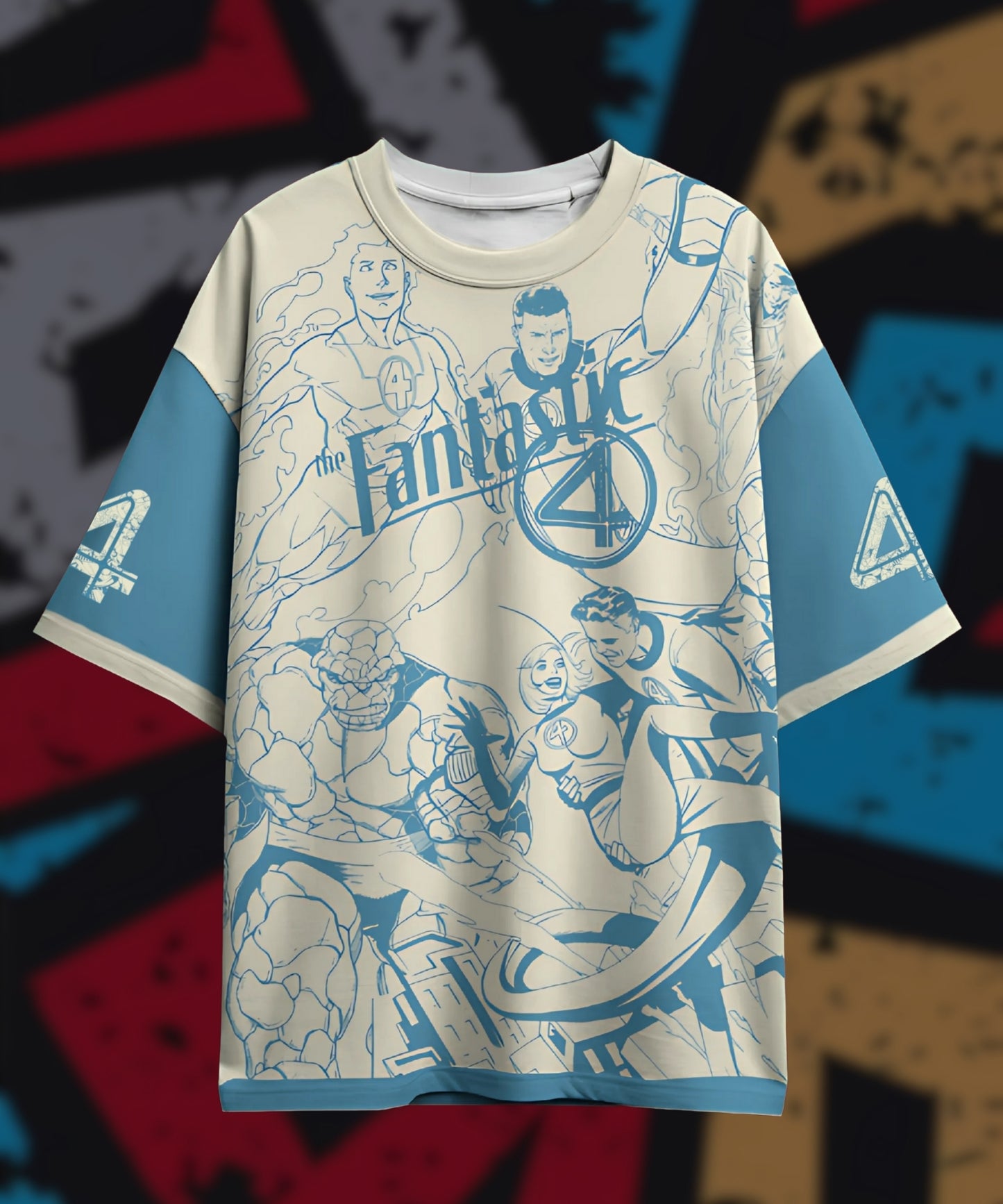 Fantastic 4 Comic-art Unisex AOP Oversized Jersey T-shirt