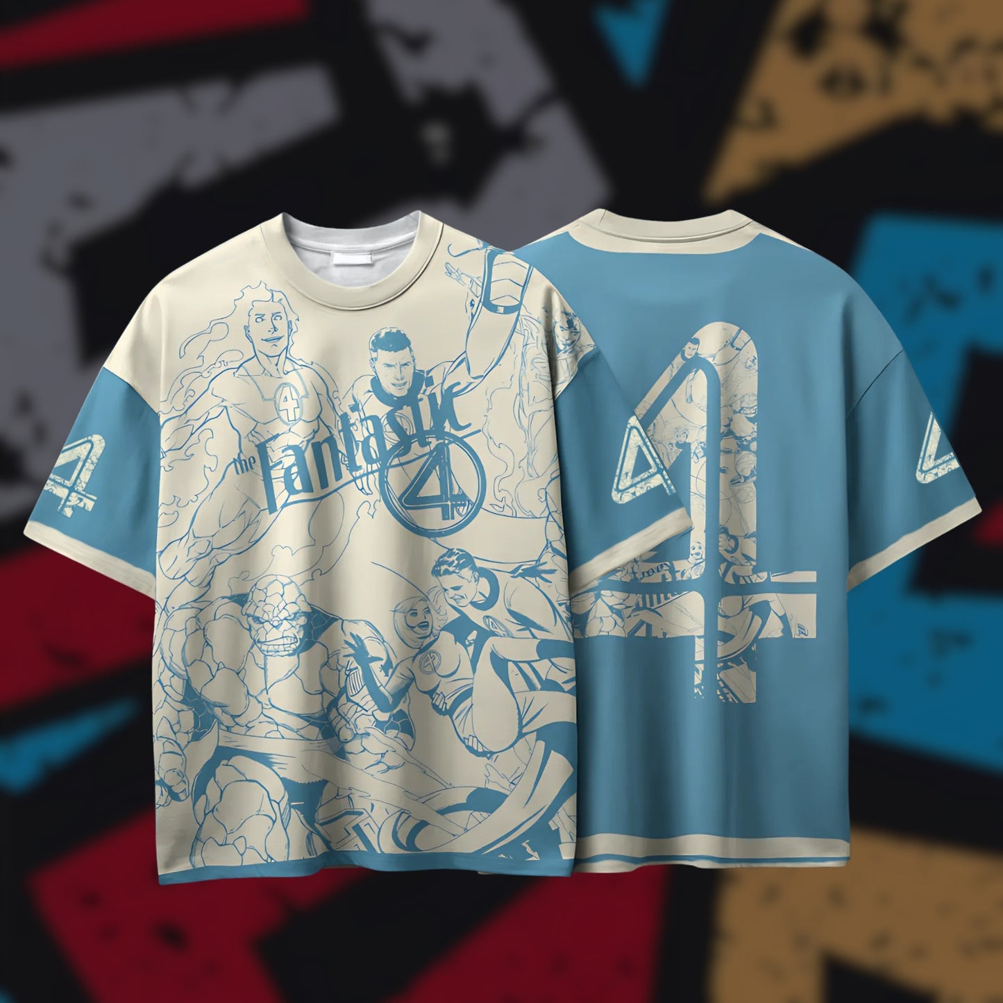 Fantastic 4 Comic-art Unisex AOP Oversized Jersey T-shirt