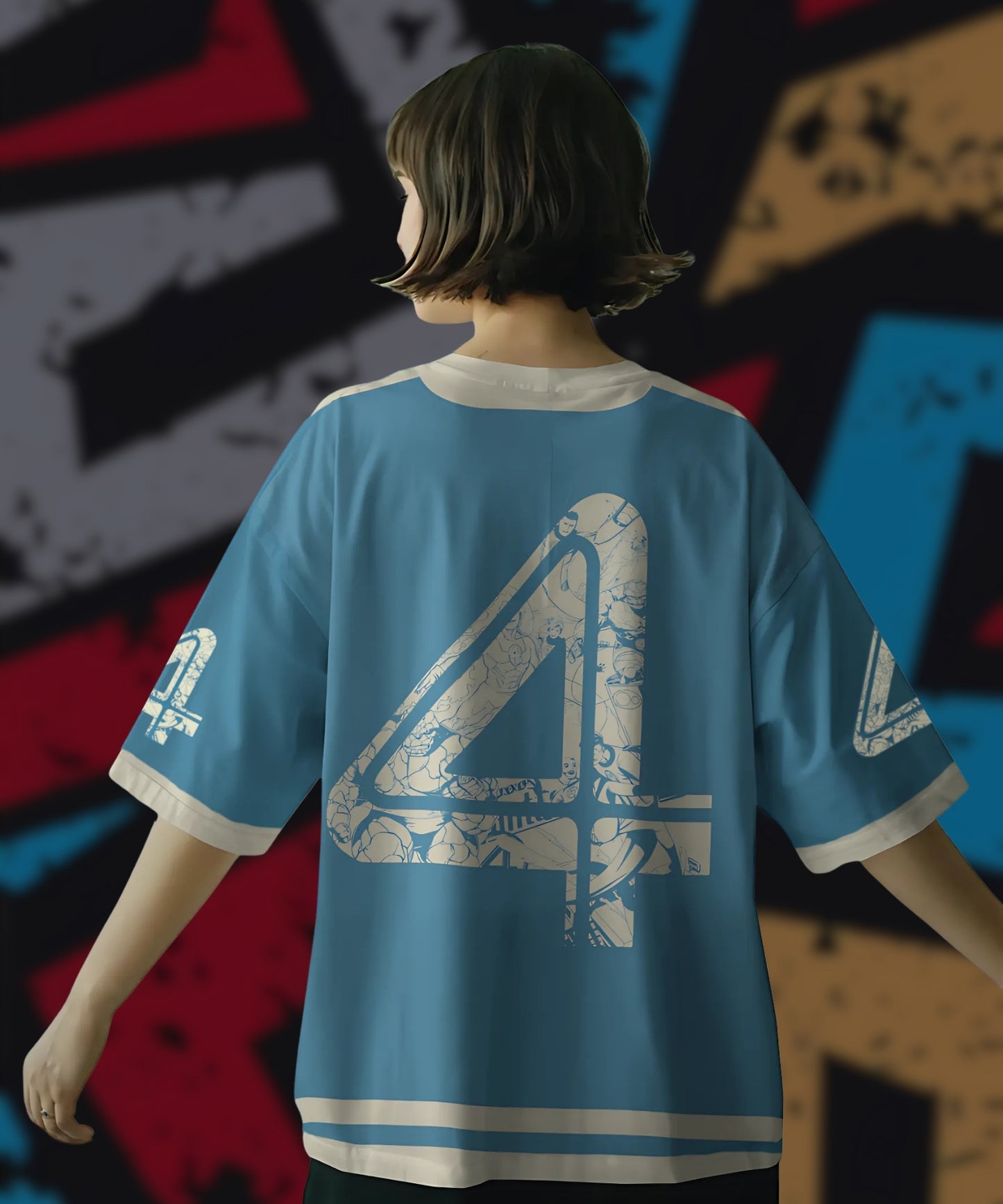 Fantastic 4 Comic-art Unisex AOP Oversized Jersey T-shirt