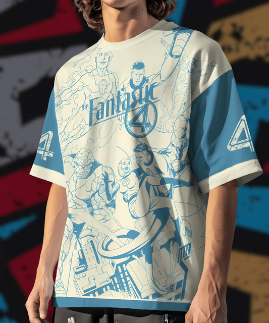 Fantastic 4 Comic-art Unisex AOP Oversized Jersey T-shirt